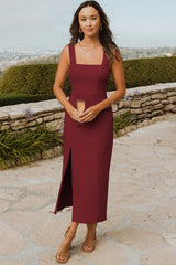 Eden Elegant Midi Dress S / Burgundy