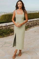 Eden Elegant Midi Dress S / Moss Green