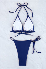 Halter Drawstring Tie Side Sexy Bikini Set