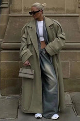 Wide Notch Lapel Single Breasted Overcoat