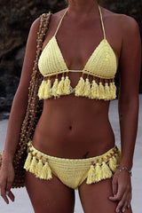 Boho Crochet Fringe Two Piece Bikini Set