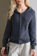 Oversized Hooded Zipper Sweater