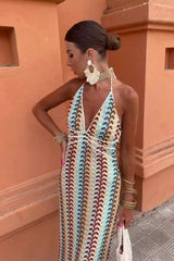 Crochet Knit Floral Vacation Boho Dress