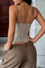 Paneled Corset Lace Up Chic Cotton Tank Top