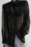Sheer Mesh Long Sleeve Shoulder Pad Blouse