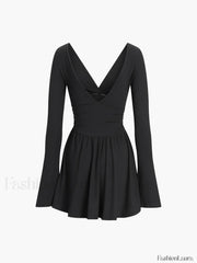 Effortless Plunge Graceful Skater Short Dress Dresses