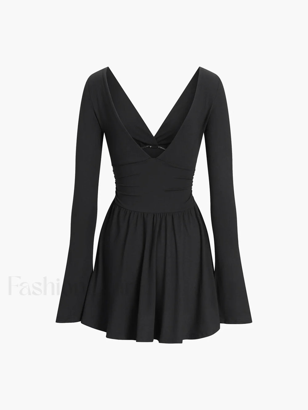 Effortless Plunge Graceful Skater Short Dress Dresses
