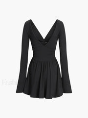 Effortless Plunge Graceful Skater Short Dress Dresses