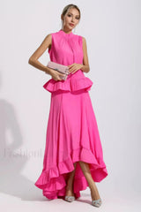 Elaine Pink Sleeveless Charming Ruffle Mermaid Set
