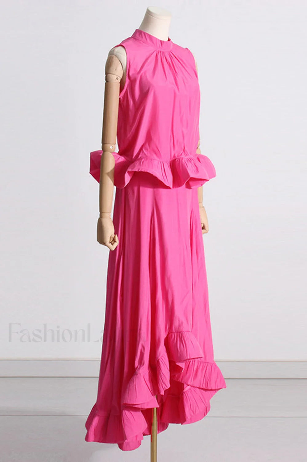 Elaine Pink Sleeveless Charming Ruffle Mermaid Set