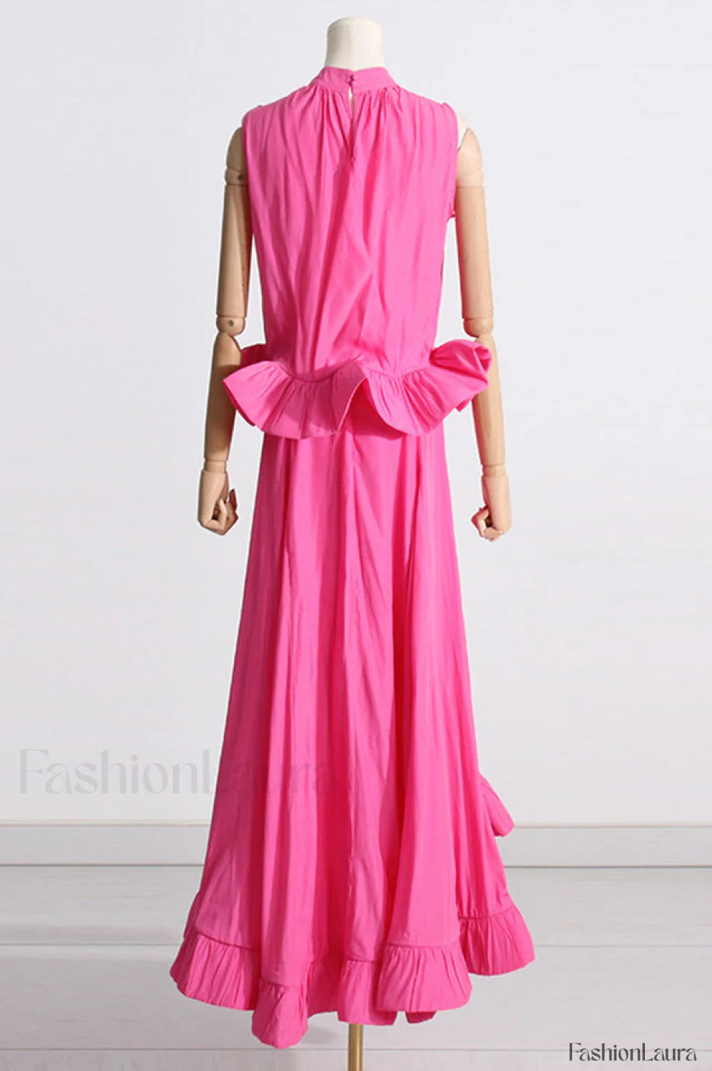 Elaine Pink Sleeveless Charming Ruffle Mermaid Set