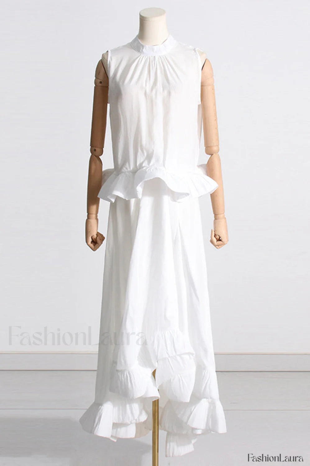 Elaine Pink Sleeveless Charming Ruffle Mermaid Set S / White