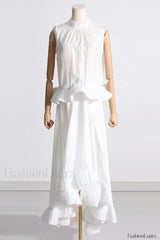 Elaine Pink Sleeveless Charming Ruffle Mermaid Set S / White