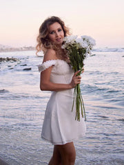 Elegant Casual Women’s 2024 Cotton White Sexy Birthday A Line Holiday Lace Vintage Dress