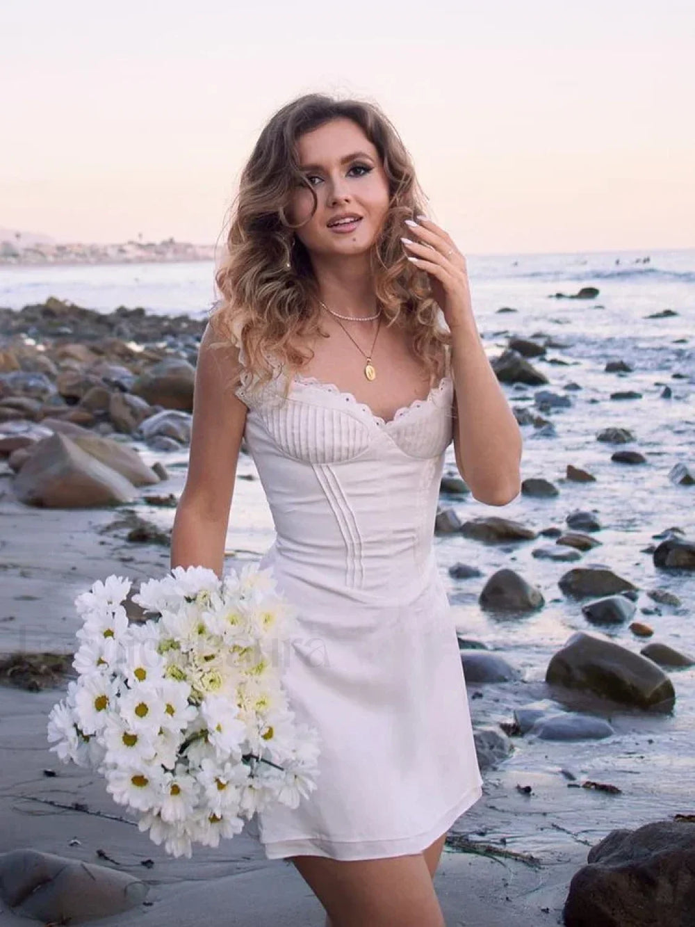 Elegant Casual Women’s 2024 Cotton White Sexy Birthday A Line Holiday Lace Vintage Dress