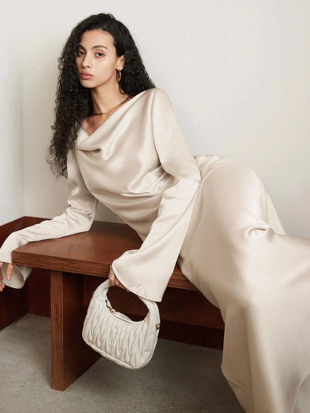 Elegant Cowl Neck Trendy Long Sleeve Blouse Blouses