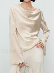 Elegant Cowl Neck Trendy Long Sleeve Blouse Blouses