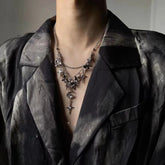 Elegant Dark Diamond Butterfly Star Moon Necklace BLACK