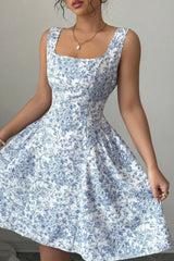 Elegant Floral Backless Design Floral Dress