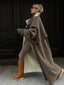 Elegant Patchwork Lapel Long Sleeve Woolen Overcoats Brown / S
