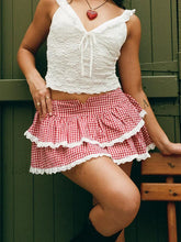 Elegant Plaid Layered Mini Skirt