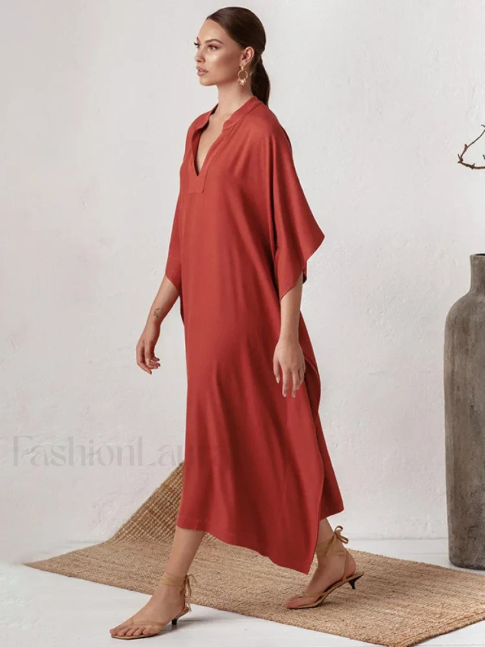 Elegant V Neck Tunic Beach Cover Up