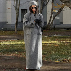 Elegant Women’s Woolen Overcoat Double Breasted Overcoats B long overcoat / S