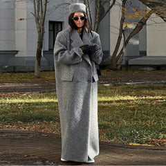 Elegant Women’s Woolen Overcoat Double Breasted Overcoats B long overcoat / S