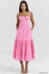 Elia Floral Stylish Midi Sundress S / Pink