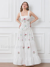 Embroidered Square Neck Boho Dress