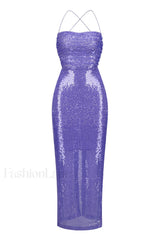 Emilina Sequin Stylish Backless Maxi Dress