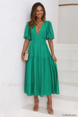Erin Elegant Midi Dress S / Emerald