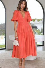 Erin Elegant Midi Dress S / Grapefruit