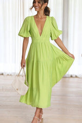 Erin Elegant Midi Dress S / Lime