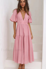 Erin Elegant Midi Dress S / Soft Pink