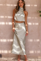 Esther Top + Charming Maxi Skirt Set M / Olive