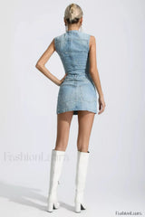 Eve Denim Blue Charming Sleeveless Mini Dress