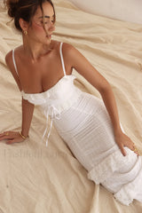 Eve White Stylish Broderie Maxi Dress