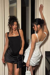 Sexy Corset Lace Up Spaghetti Strap Waist Cinched Mini Dress