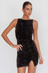 Backless Sleeveless Sequin Mini Dress