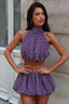 Polka Dot Halter Neck Bubble Hem Skirt Set