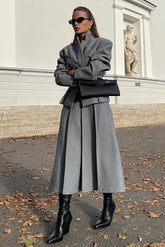 Fitted Cropped Blazer Long A Line Skirt Set