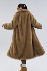 Shawl Collar Faux Fur Overcoat
