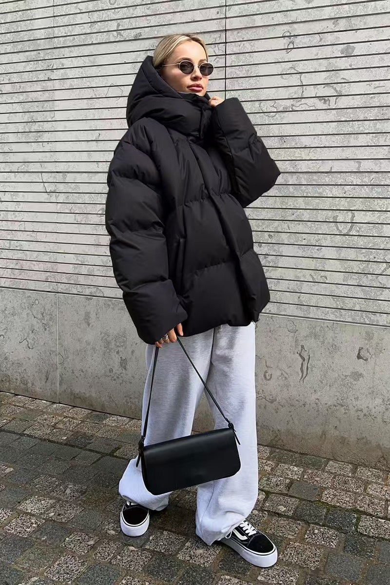 Heavy Duty Zipped Hooded Puffer Jacket