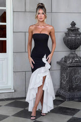 Strapless High Slit Backless Bodycon Slim Fit Elegant Prom Dress
