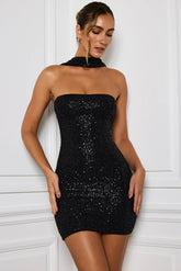 Off Shoulder Strapless Sequin Mini Dress