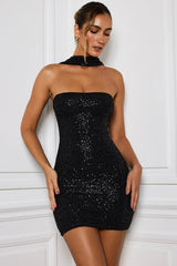 Off Shoulder Strapless Sequin Mini Dress