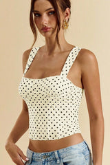 Chic Polka Dot Bustier Sleeveless Tank Top