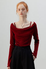 Burgundy Mock Two Piece Knit Top