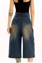 Vintage Cropped Wide High Waist Relaxed Jeans